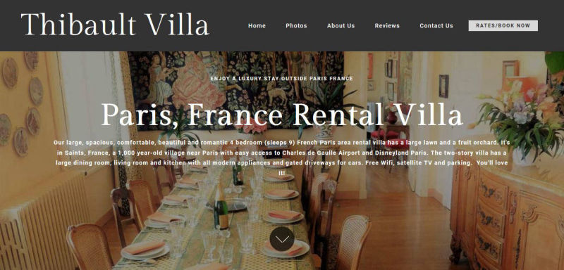 Atlanta affordable website design - Villa Amelie luxury rental home by Paris, France